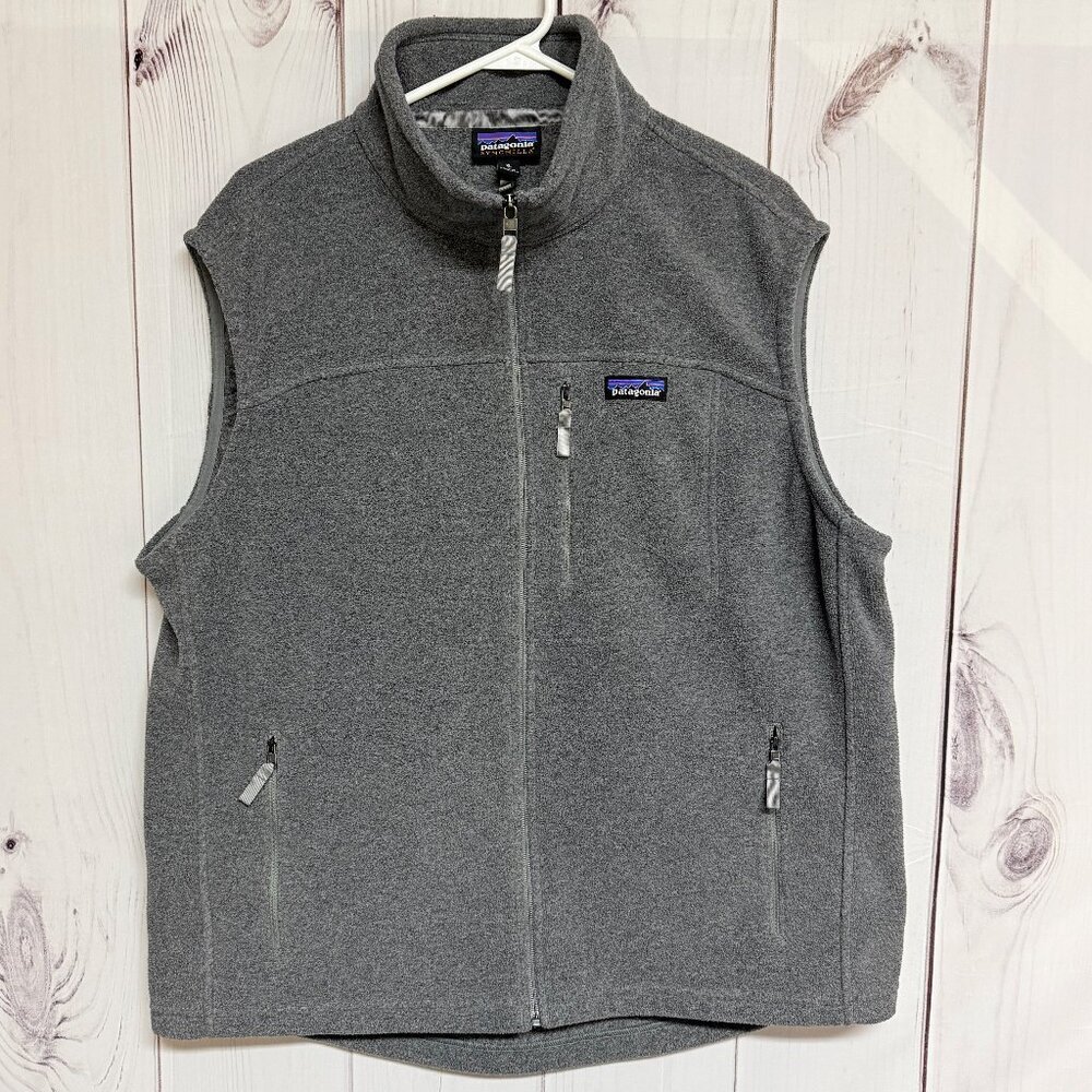 Patagonia Mens Synchilla Fleece Vest XL Nickel‎ Gray Full Zip Outdoor EUC